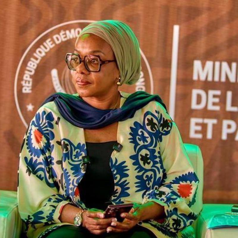 Yolande Elebe, ministre de la Culture, Arts et Patrimoine, lors de la cérémonie du lancement de la 11e édition du Festival Amani à Lubumbashi