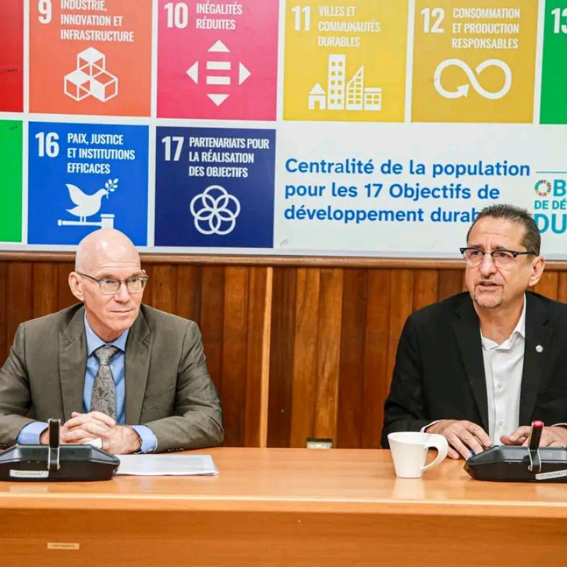 James Swan, chef de la MONUSCO et le Coordonnateur résident du Système des Nations Unies, Bruno Lemarquis [photo d'illustration]