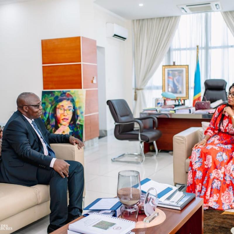 La ministre d’État des Hydrocarbures, Acacia Bandubola et le ministre centrafricain du développement de l’énergie et des ressources hydrauliques, Arthur Bertrand PIRI [photo d'illustration]