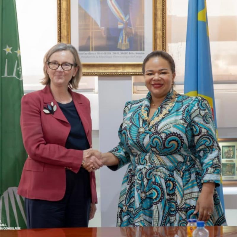 La ministre des Affaires étrangères, Thérèse Kayikwamba Wagner, et Patricia Llombart, Directrice générale Afrique du Service européen pour l’action extérieure de l’UE [ photo d'illustration]
