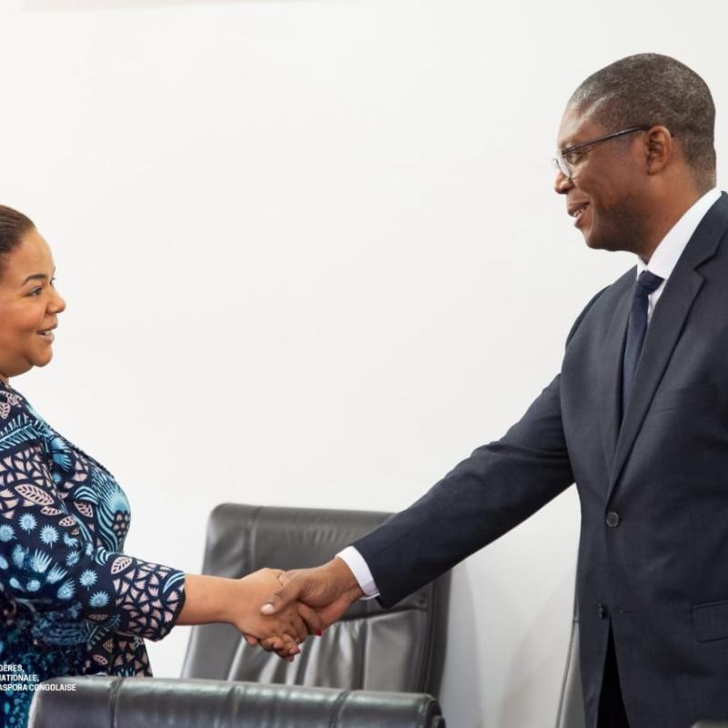 La ministre des Affaires étrangères, Thérèse Kayikwamba Wagner, avec Bob Mabiala, Directeur Général de l’ADPI-RDC [photo d'illustration]