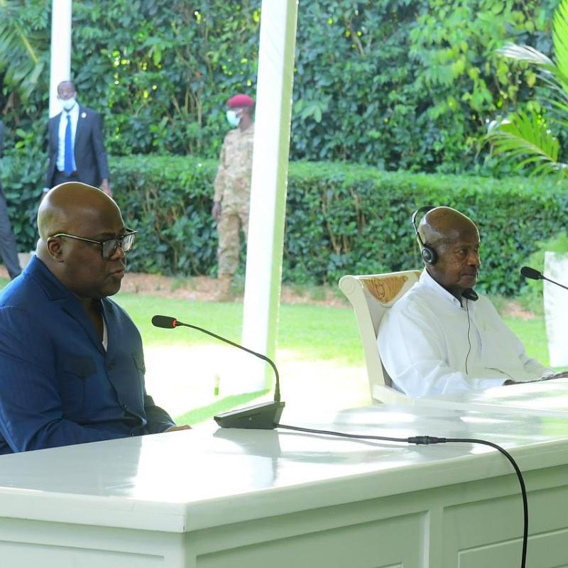 Félix Tshisekedi et son homologue ougandais Yoweri Museveni [photo d'illustration]