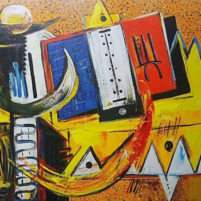 Un tableau peint par l'artiste plasticien Franck Dikisongele