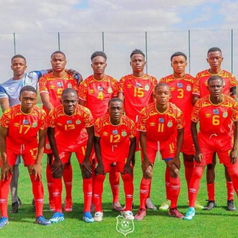 Les Léopards U17 congolais lors leur match nul samedi 09 mai 2026 face à l'Angola, match comptant pour les préparatifs de la CAN au Maroc.
