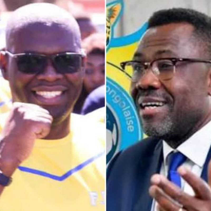 Jacques Kyabula,  président de Lupopo (à gauche) et Véron Mosengo-Omba,  nouveau président de la FECOFA (à droite)