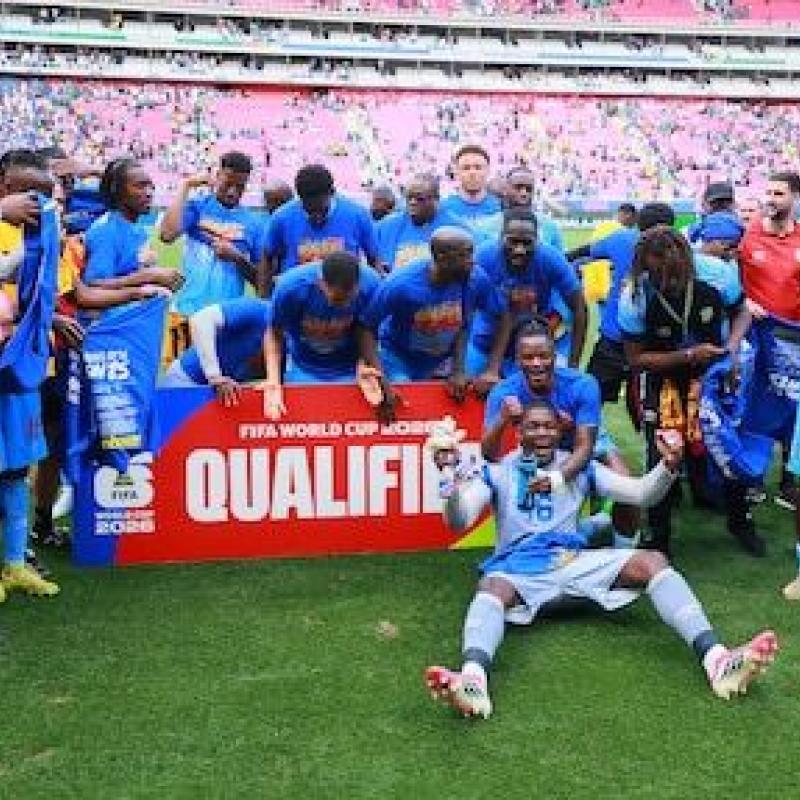 Les joueurs de la RDC célèbrent leur qualification