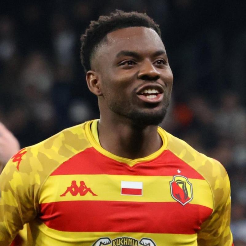 Afimico Pululu sous les couleurs de son club Jagiellonia Białystok
