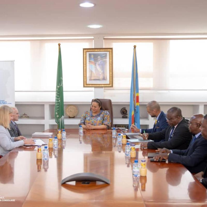 La ministre d'État en charge des Affaires étrangères, Thérèse Kayikwamba et Lan J. McCary, Chargé d’affaires de l’Ambassade des États-Unis en RDC
