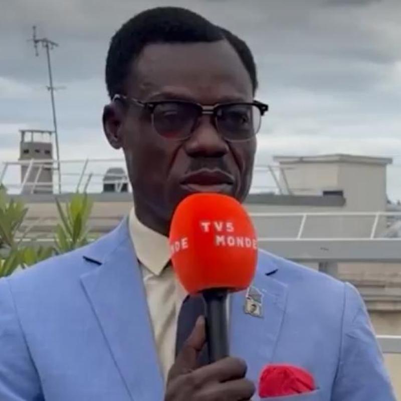 Michel Kuka dit Lumumba Vea lors d'une interview accordée à TV5Monde Afrique