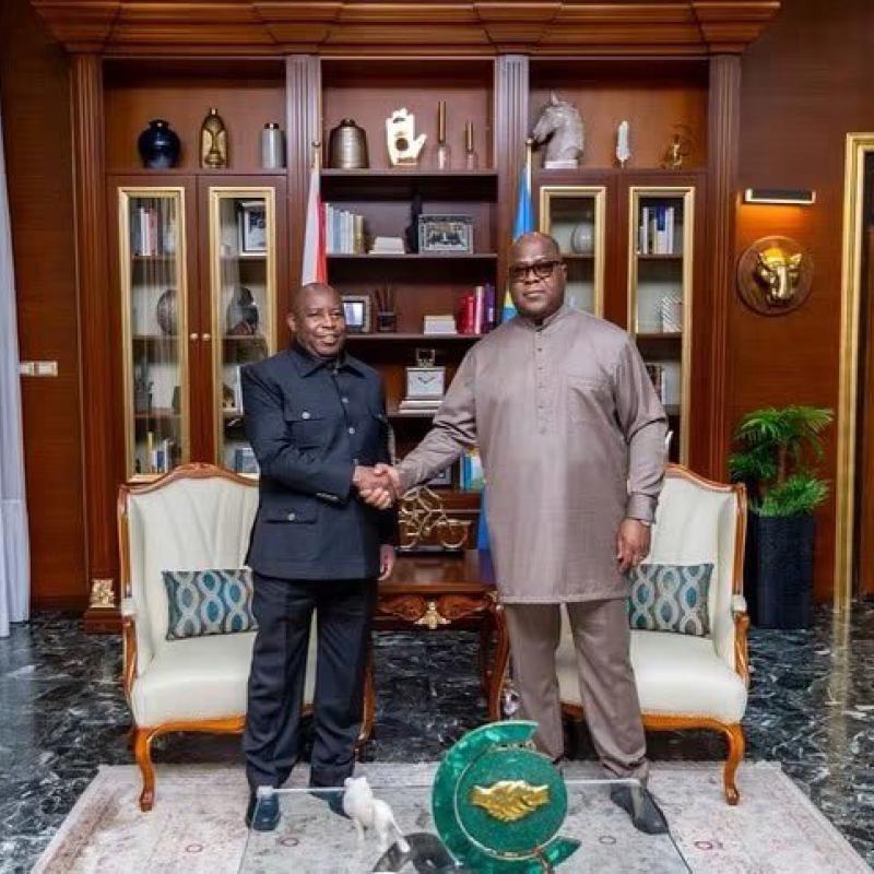 Le président burundais Evariste Ndayishimiye et son homologue congolais Félix-Antoine Tshisekedi Tshilombo, à Kinshasa [ Photo d'illustration]