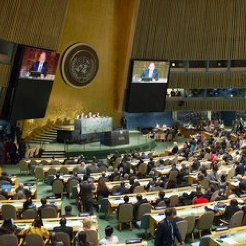 Une vue de la salle de l'Assemblée générale de l'ONU, au cours d’une réunion de haut niveau de l’Assemblée générale des Nations Unies sur le Sida [photo archives]