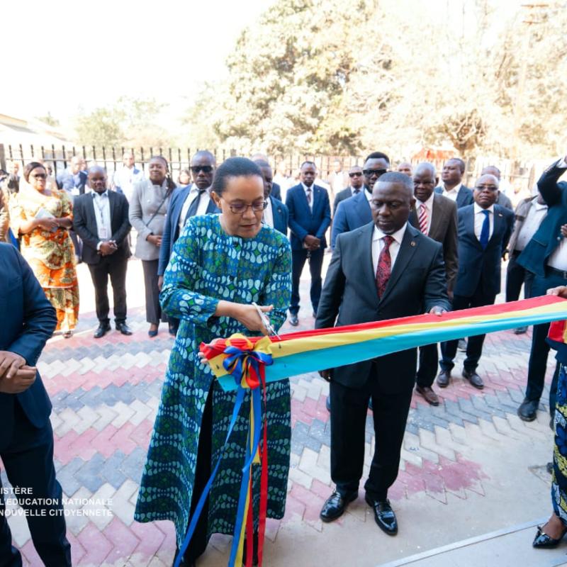 La ministre de l’Éducation nationale Raissa Malu lors de la coupure du ruban du Centre national de correction à Lubumbashi [photo d'illustration]