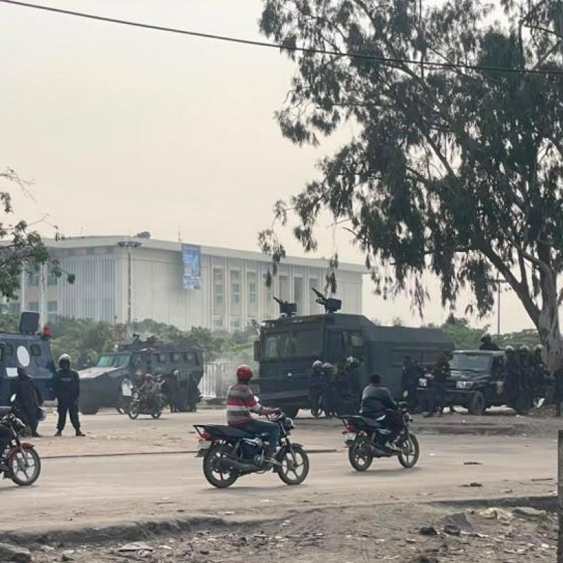 Un dispositif de la PNC au Palais du Peuple lors du sit-in de l’opposition du 12 juin 2026 à Kinshasa [photo d'illustration]