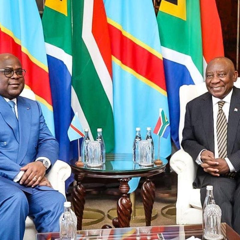 Le président de la République Félix-Antoine Tshisekedi Tshilombo et son homologue Sud-africain Ciryl Ramaphosa