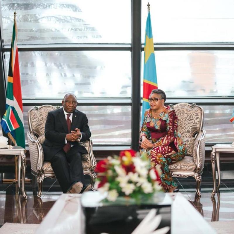 Échange entre la Première Ministre de la RDC, Judith Suminwa, et le Président Sud-africain Cyril Ramaphosa