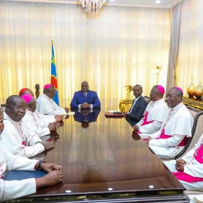 Les évêques membres de la CENCO lors d’un échange avec le Président Félix-Antoine Tshisekedi