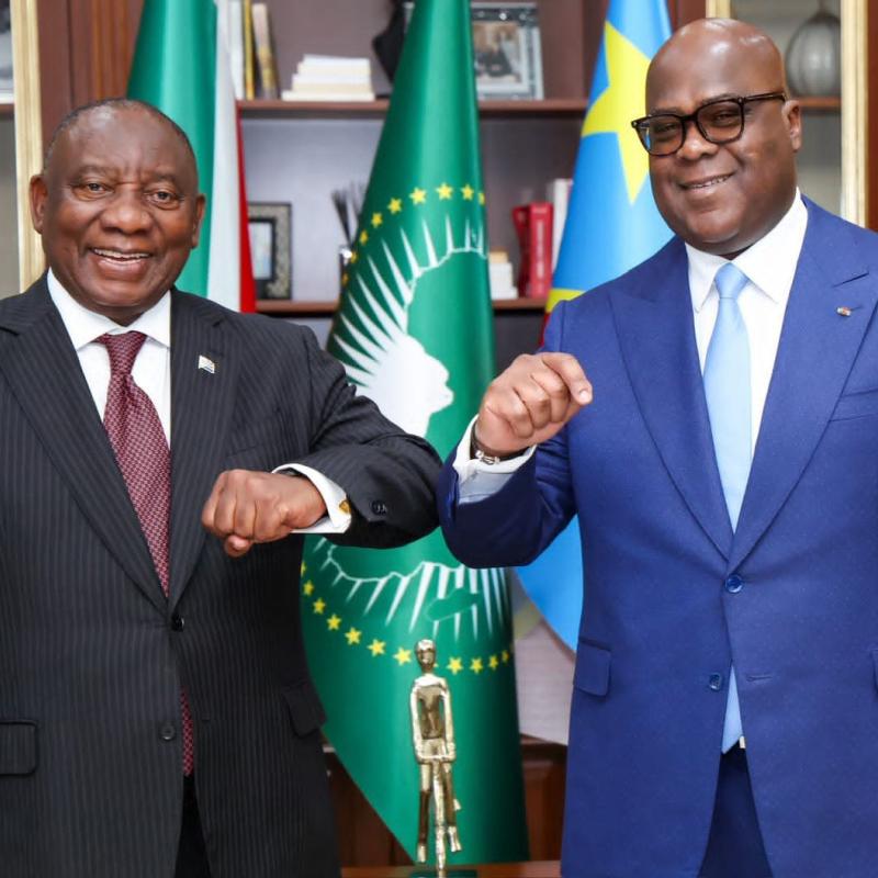Le Président sud-africain Cyril Ramaphosa et son homologue congolais Félix-Antoine Tshisekedi