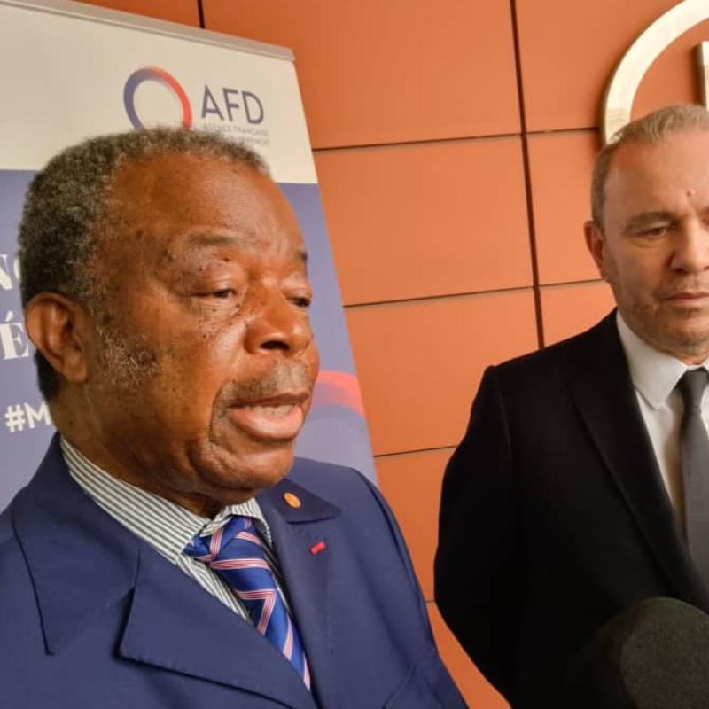 Jean-Jacques Muyembe, directeur général de l’INRB et le directeur général de l'AFD, Christophe Lecourtier [photo d'illustration]
