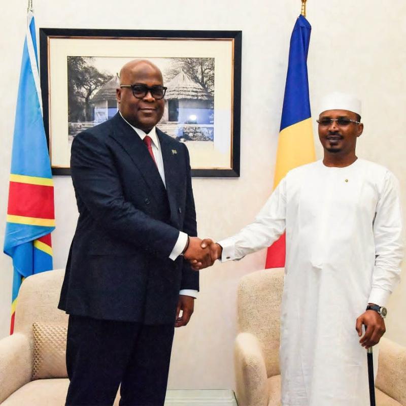 Le Président Félix Tshisekedi et son homologue tchadien Idriss Déby, mercredi 15 juillet 2026