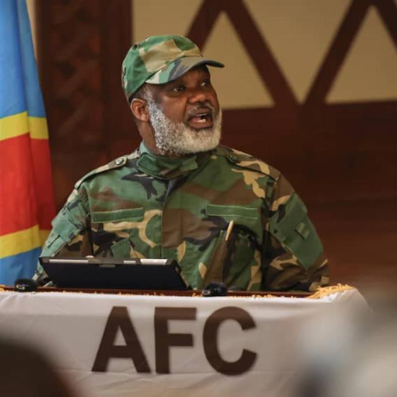 Corneille Nangaa, chef de la plateforme politico-militaire AFC, lors d'une conférence de presse à Goma [photo d'illustration]