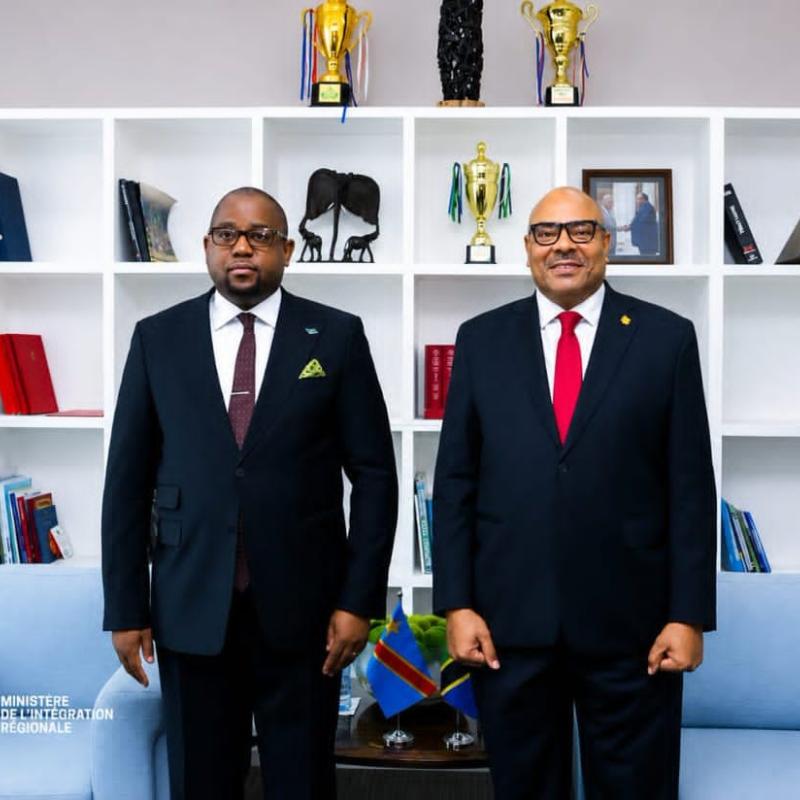 Le ministre de l'Intégration régionale Floribert Anzuluni, et le ministre tanzanien des Affaires étrangères, Mahmoud Thabit Kombo [photo d'illustration]