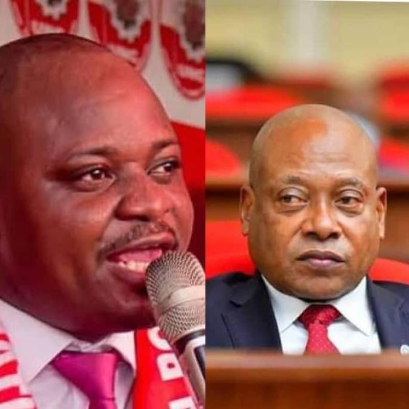 Le secrétaire général de l'UNC, Billy Kambale et le président national du PT, Steve Mbikayi