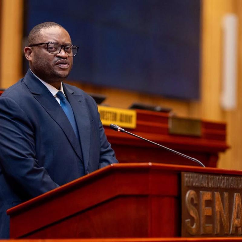 Le ministre des Finances, Doudou Fwamba, lors d’une intervention au Sénat de la RDC [photo d'illustration]
