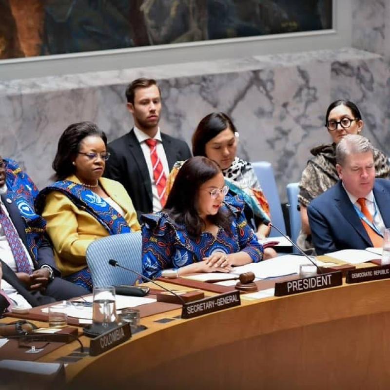 Thérèse Kayikwamba Wagner, ministre d'État en charge des Affaires étrangères en RDC, lors de son discours à la présidence du Conseil de Sécurité de l'ONU [photo d'illustration]