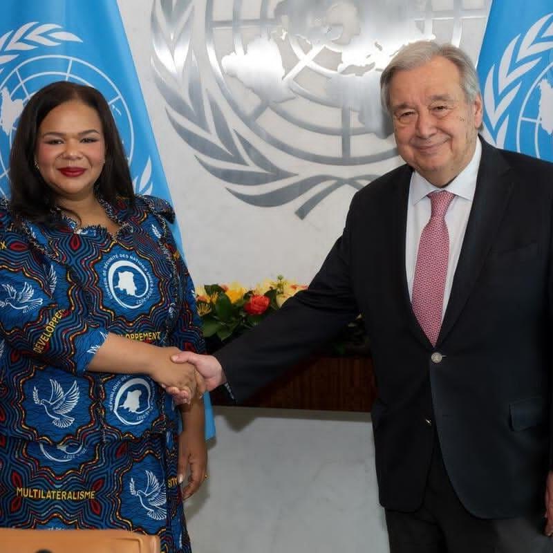 La ministre des Affaires étrangères, Thérèse Kayikwamba Wagner, et le Secrétaire général de l'ONU, António Guterres [photo d'illustration]