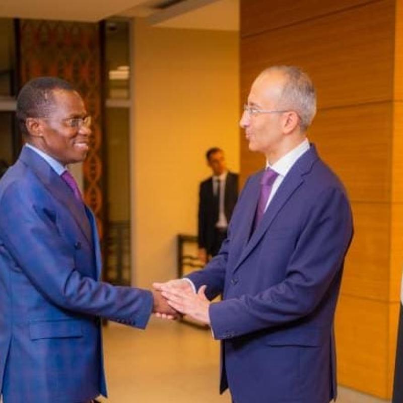 Le ministre délégué Eliezer Ntambwe et l'ambassadeur égyptien Hesham El Makwad, jeudi 24 juillet 2026