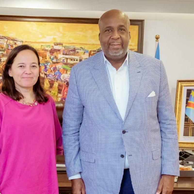 L’ambassadrice de la Belgique en RDC,  Roxane Bilderling,  reçue par le ministre Aimé Molendo Sakombi