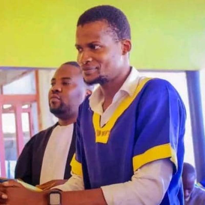 L'opposant congolais Nathanaël Onokomba lors d'une audience à la Cour militaire