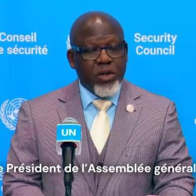 L'ambassadeur Zénon MukongoNgay, Représentant de la RDC auprès de l'ONU, lors d’un point de presse après le premier vote indicatif pour le Secrétaire général de l'ONU [photo d'illustration]