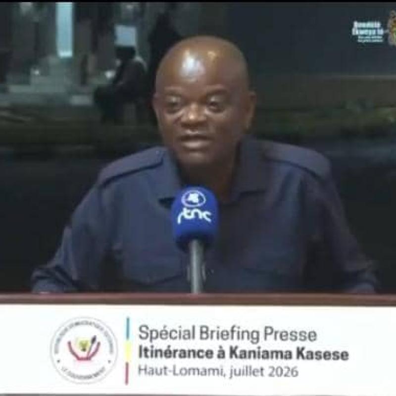 Marmont BanzaMulume, gouverneur du Haut-Lomami, lors du briefing presse de jeudi 30 juillet 2026