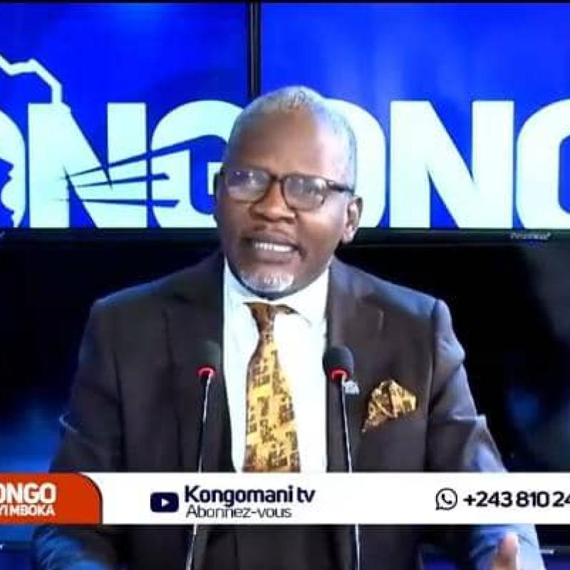 Alain Bolodjwa, acteur politique congolais de l'opposition, membre de la Coalition Article 64, lors de son passage sur les antennes de Kongo Maní TV