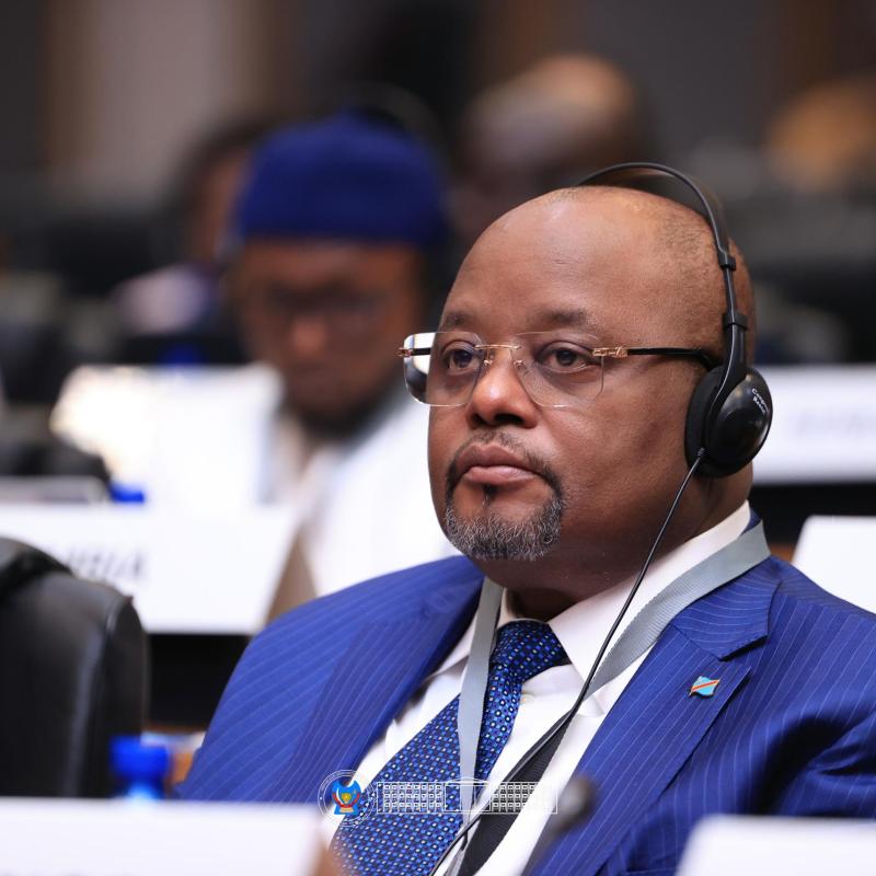 Le speaker de la chambre basse du parlement Aimé Boji lors de sa participation à la Conférence annuelle des présidents des parlements nationaux et régionaux du Parlement panafricain, en Afrique du Sud, du 31 juillet au 01 août 2026