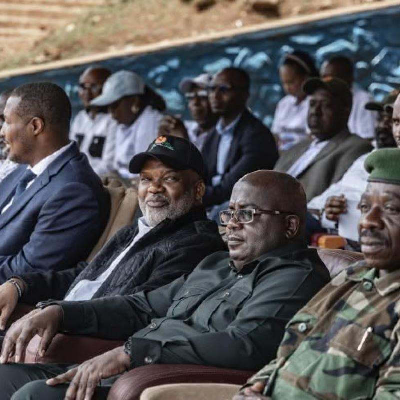 Corneille Nangaa, chef rebelle de l’AFC/M23, et toute son équipe lors d’un meeting à Goma