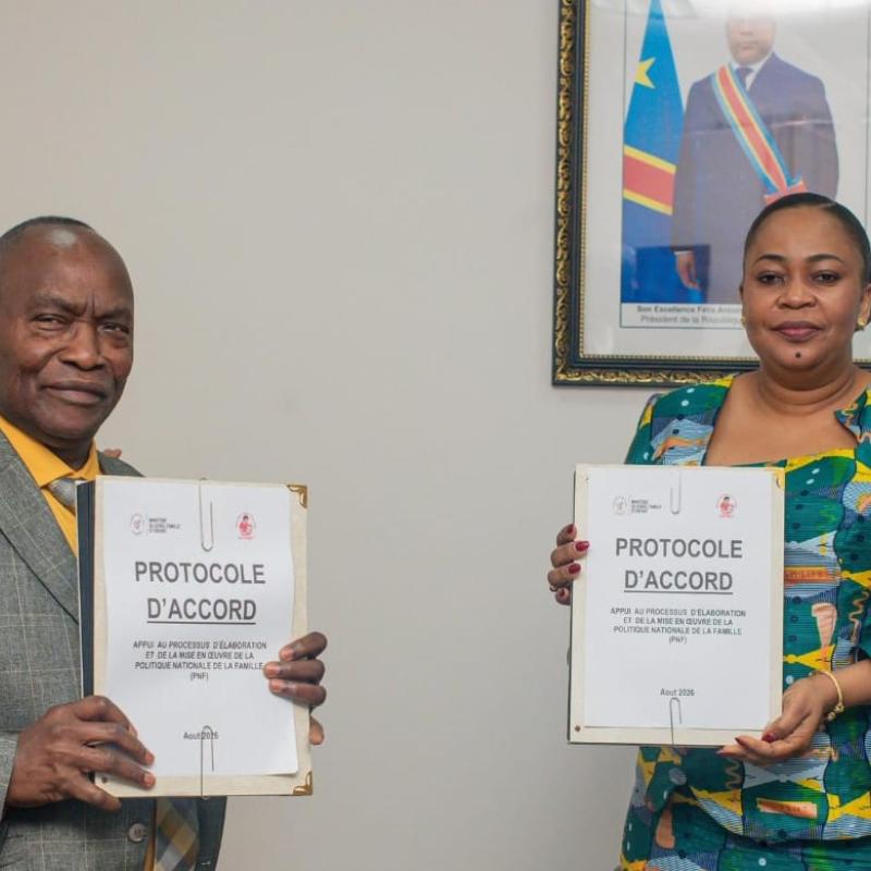 Présentation du protocole d’accord entre le ministère du Genre et SANRU pour mieux protéger la santé des familles en RDC