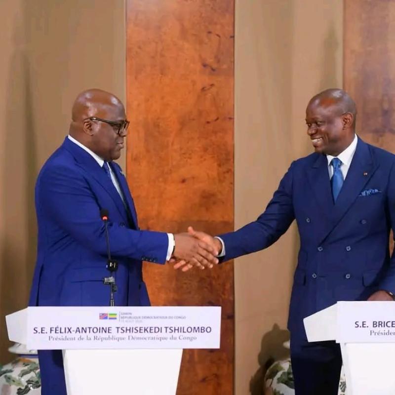 Félix Tshisekedi et son homologue Brice-Clotaire Oligui Nguema [photo d'illustration]