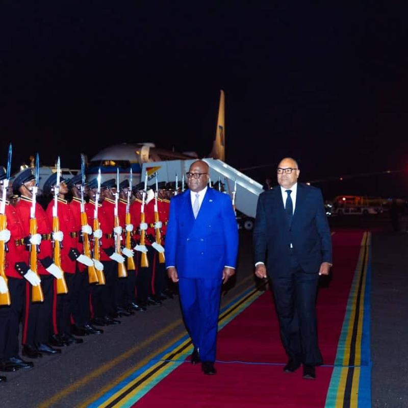 Le président de la RDC, Félix-Antoine Tshisekedi lors de son arrivée à Zanzibar