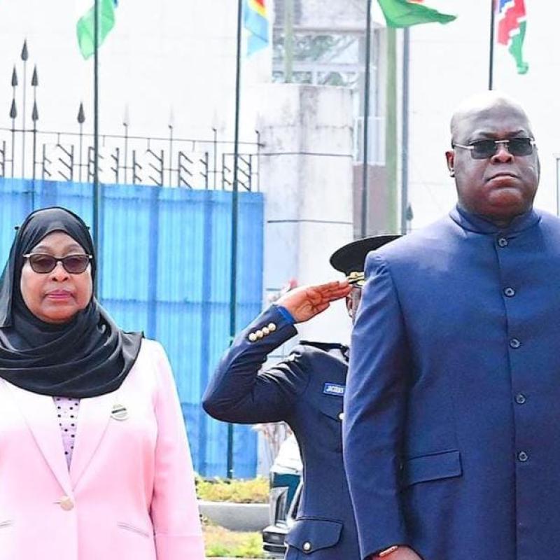 Les présidents Samia Suluhu de la Tanzanie et Félix Tshisekedi de la RDC [photo d'illustration]
