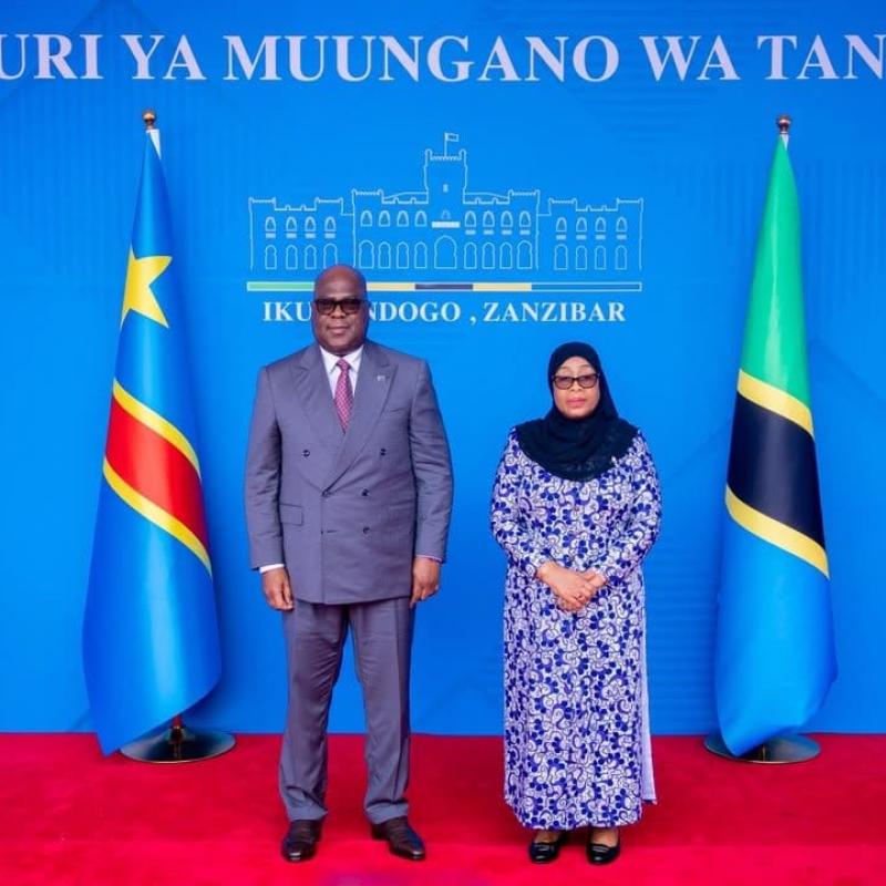 Le Président de la RDC Félix Tshisekedi et son homologue tanzanienne, Samia Suluhu Hassan [photo d'illustration]