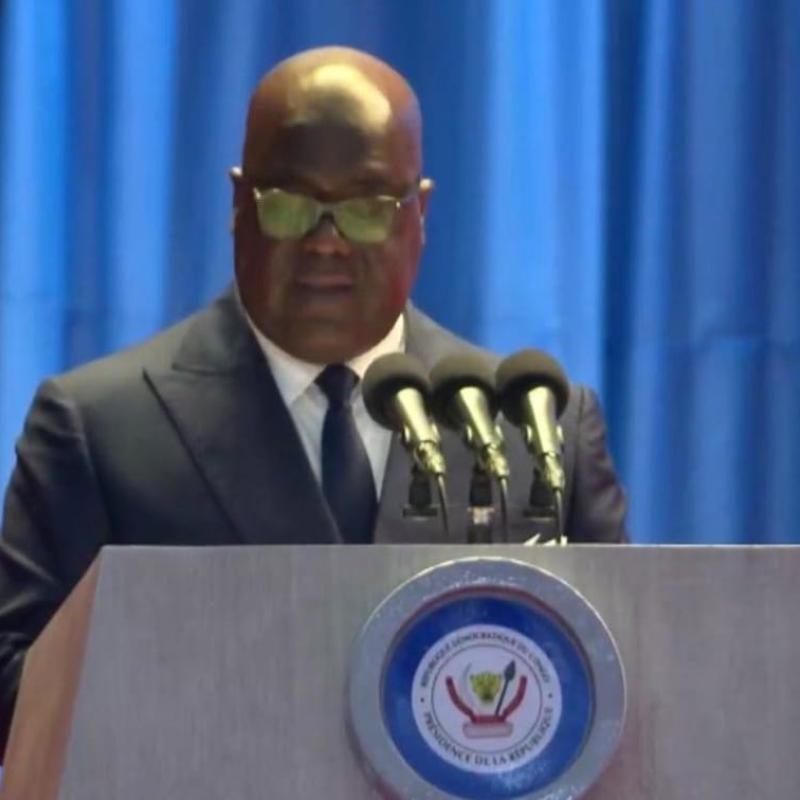 Le chef de l'État Félix Tshisekedi lors de son allocution à la célébration du 10e anniversaire du CHESD, jeudi 20 août 2026
