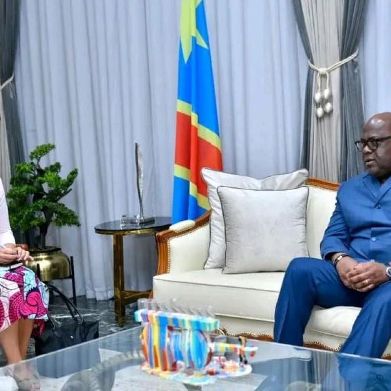 Le président Félix Tshisekedi et l’ambassadrice de Belgique en RDC, Roxane de Bilderling [photo d'illustration]