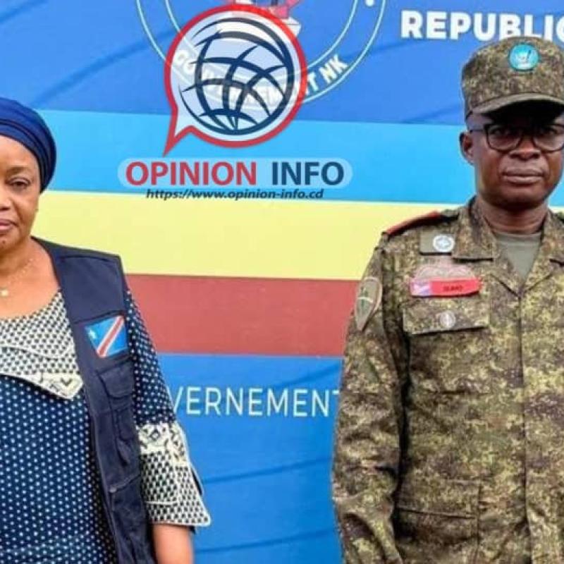 La ministre des Actions sociales et Affaires humanitaires,  Ève Bazaiba, accueillie à Beni par le gouverneur militaire, Kakule Somo Evariste