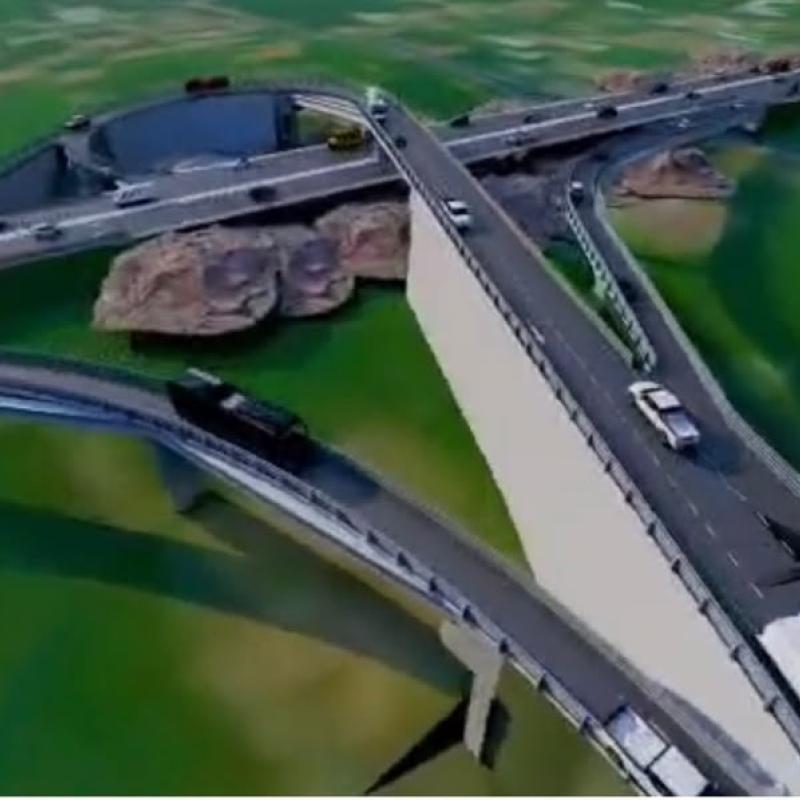L’autoroute du fleuve représentée en maquette.