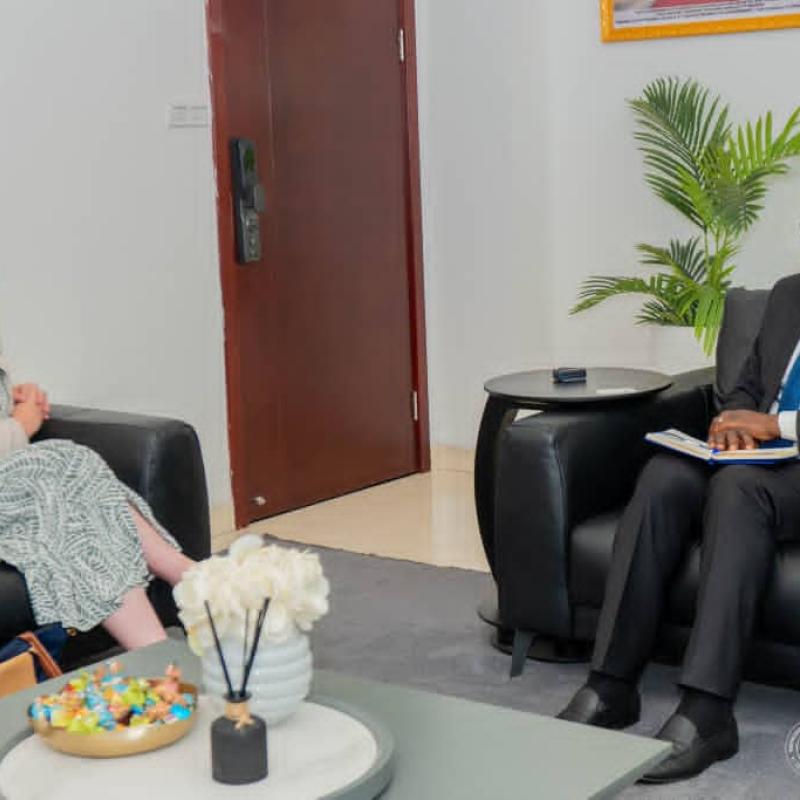 Julien Paluku et Zoë Ware, respectivement ministre congolais du Commerce extérieur et l'ambassadrice du Royaume-Uni en RDC