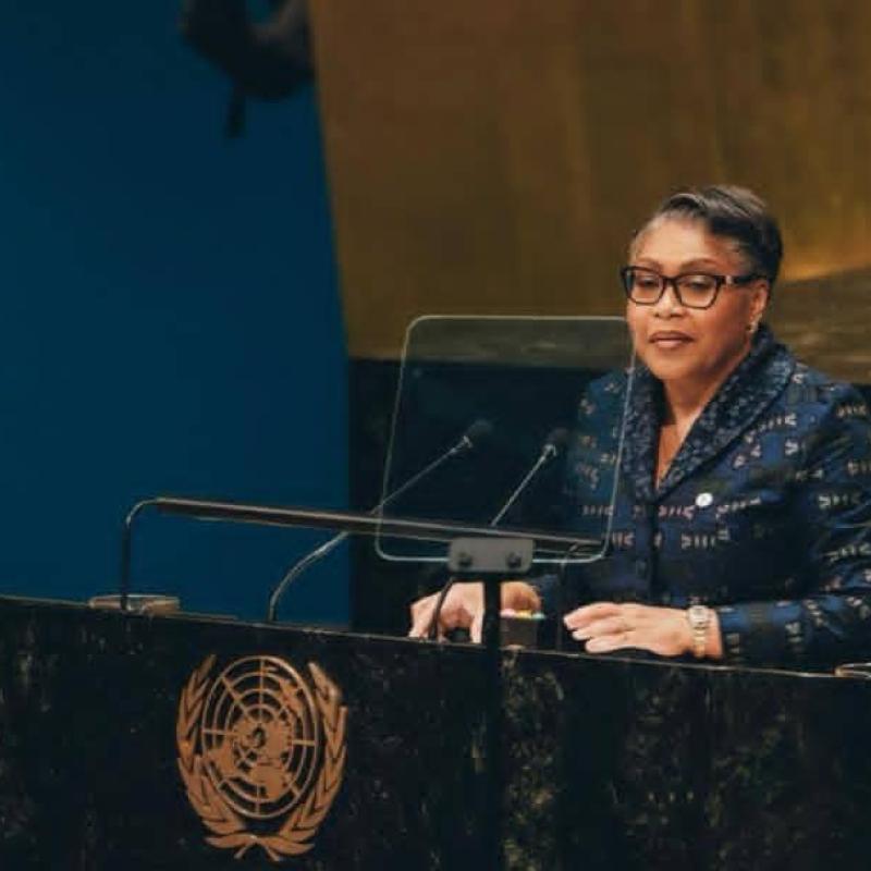 La Première ministre Judith Suminwa Tuluka s’exprime à la tribune de la 81ᵉ session de l’Assemblée générale des Nations Unies, au nom de la République démocratique du Congo.