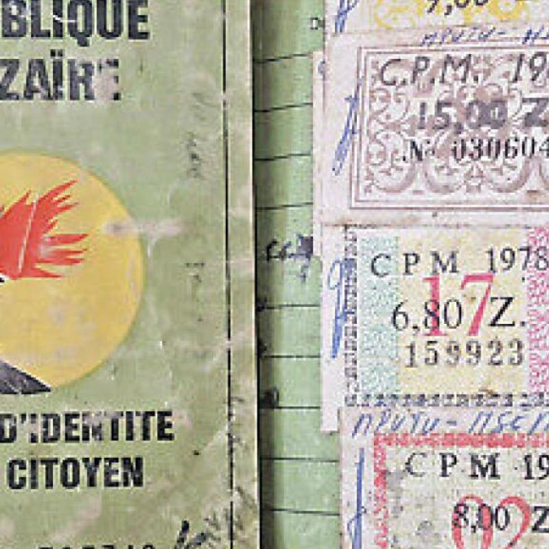 La carte d’identité pour citoyen de l’époque Zaïre