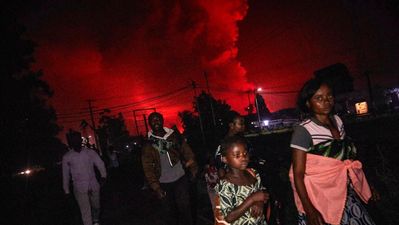 la population évacuée Eruption.